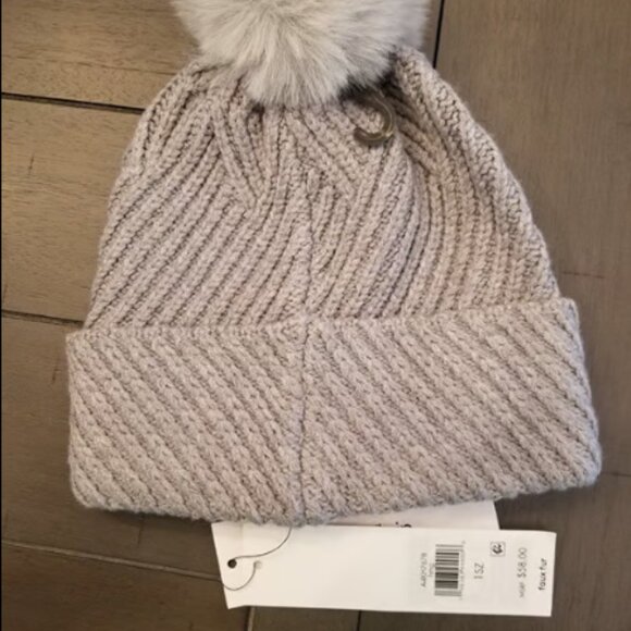 Calvin Klein Chunky Rib Knit Pom Beanie - Heathered Mid Gray